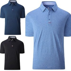 3 Pack V VALANCH Polo Shirts Sport Casual Short Sleeve Golf Moisture Wicking